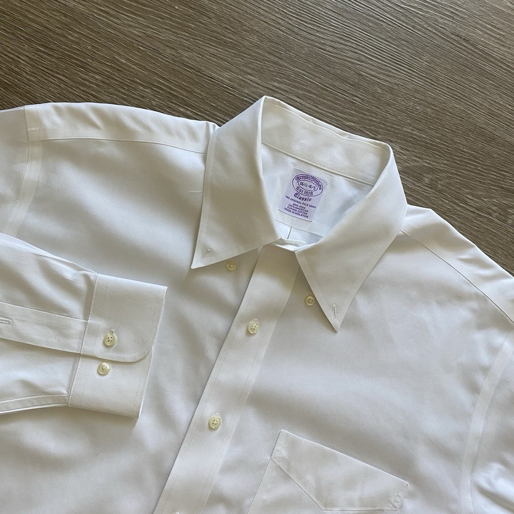 Brooks Brothers American Supima Cotton Button Down Dress Shirt Men's 16.5 White
